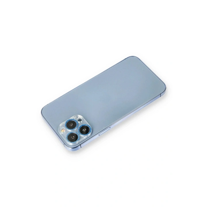 Mey İthalat®  iPhone 12 Pro Max Shine Kamera Lens Koruma Cam - Mavi