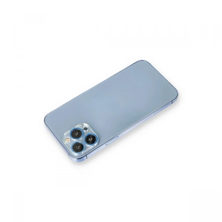 Mey İthalat®  iPhone 12 Pro Max Shine Kamera Lens Koruma Cam - Mavi