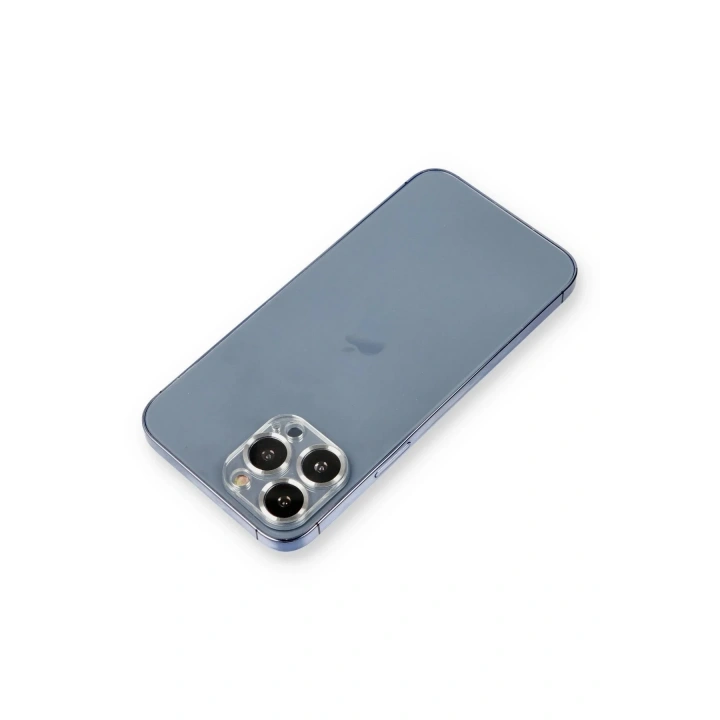 Mey İthalat®  iPhone 12 Pro Metal Kamera Lens Koruma Cam - Gümüş