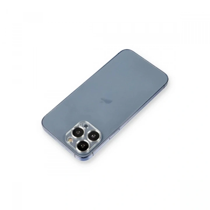 Mey İthalat®  iPhone 12 Pro Metal Kamera Lens Koruma Cam - Gümüş