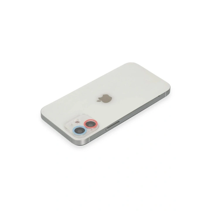 Mey İthalat®  iPhone 12 Renkli Kamera Lens Koruma Cam - Pembe-Mavi