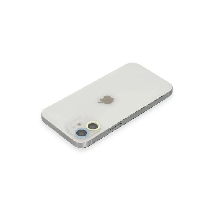 Mey İthalat®  iPhone 12 Renkli Kamera Lens Koruma Cam - Sarı-Mavi