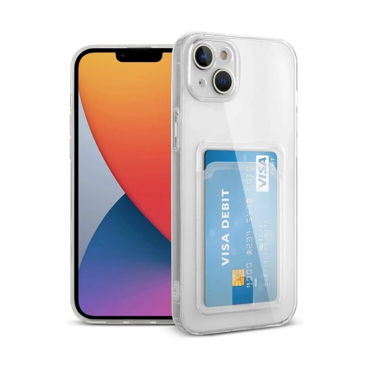 Mey İthalat®  iPhone 13 Kılıf Kart Şeffaf Silikon - Şeffaf