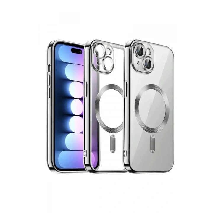Mey İthalat®  iPhone 13 Kılıf Kross Magneticsafe Kapak - Gümüş