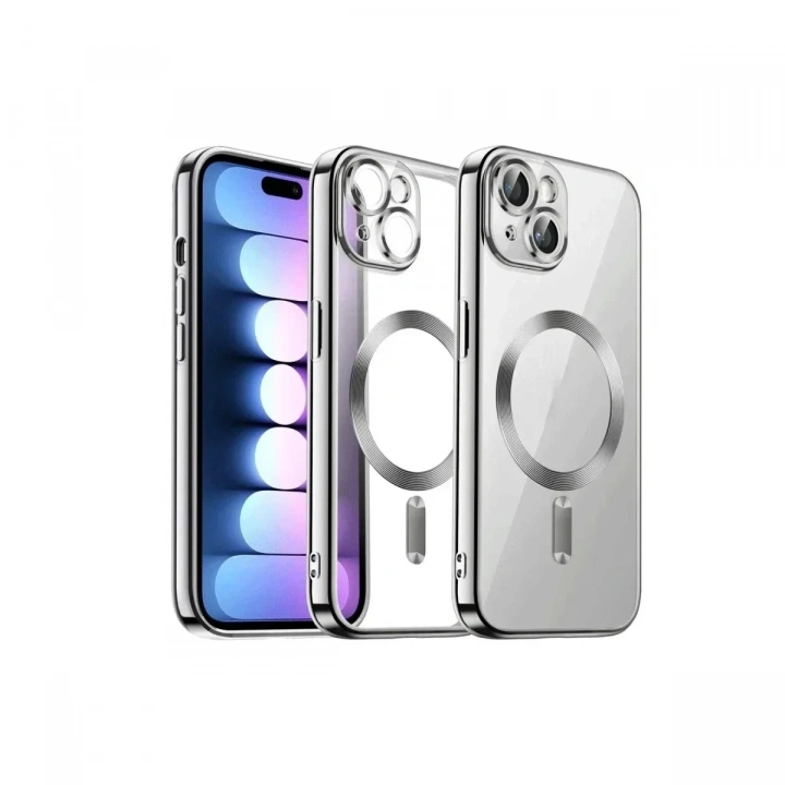 Mey İthalat®  iPhone 13 Kılıf Kross Magneticsafe Kapak - Gümüş