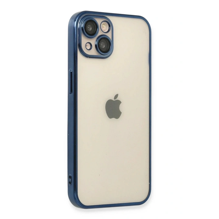Mey İthalat®  iPhone 13 Kılıf  Lensli Silikon - Lacivert