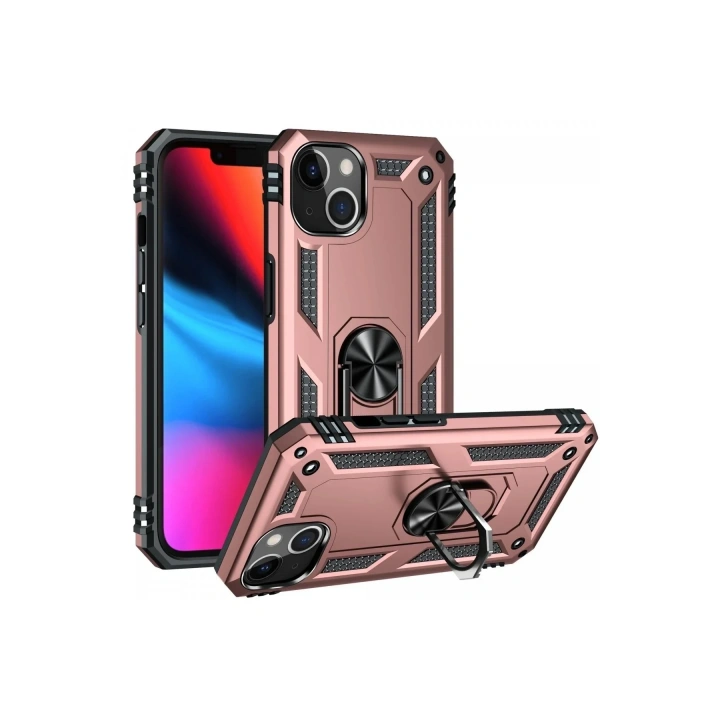 Mey İthalat®  iPhone 13 Kılıf Sofya Yüzüklü Silikon Kapak - Rose