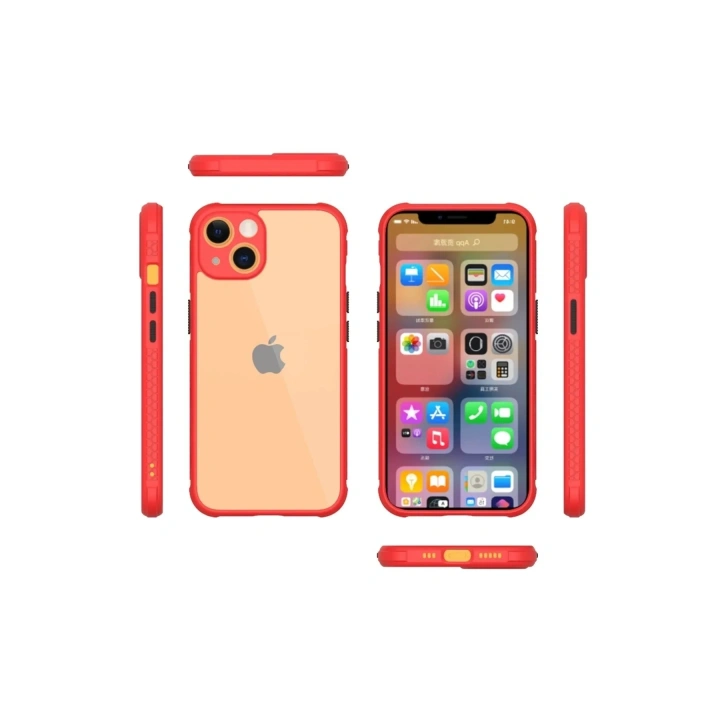 Mey İthalat®  iPhone 13 Mini Kılıf Miami Şeffaf Silikon - Kırmızı