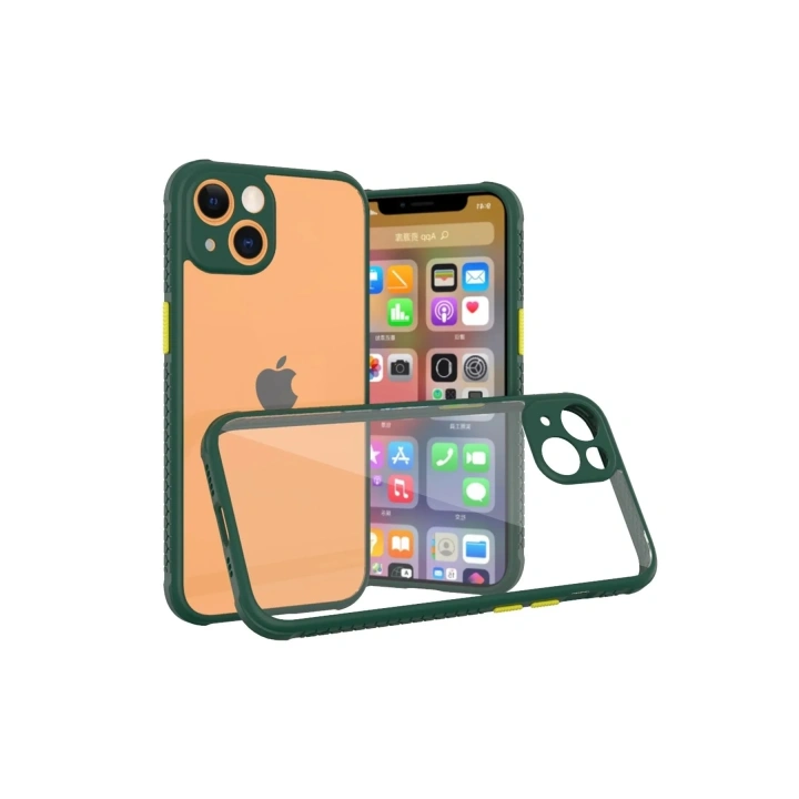 Mey İthalat®  iPhone 13 Mini Kılıf Miami Şeffaf Silikon - Koyu Yeşil