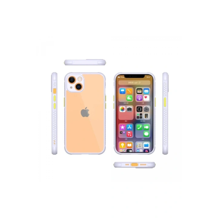 Mey İthalat®  iPhone 13 Mini Kılıf Miami Şeffaf Silikon - Lila