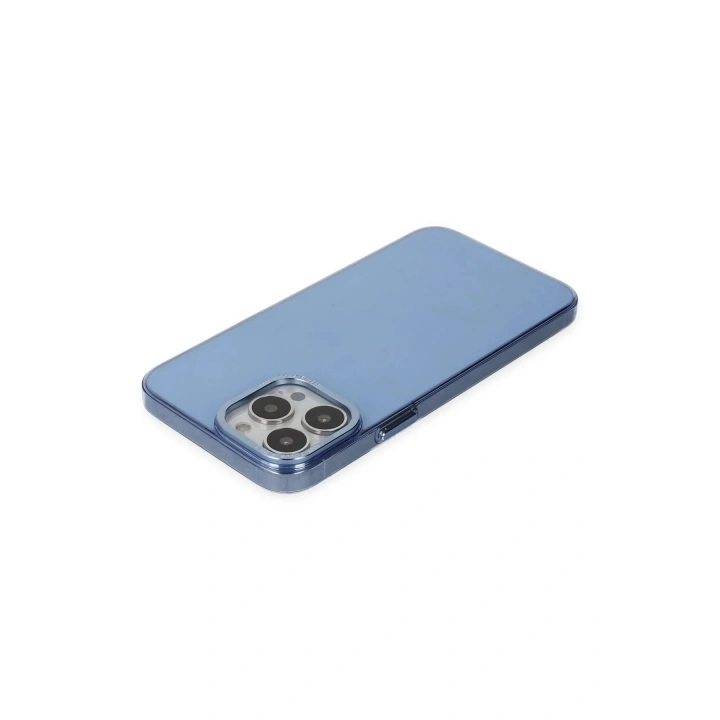 Mey İthalat®  iPhone 13 Pro Kılıf Anka PC Sert Metal Kapak - Mavi