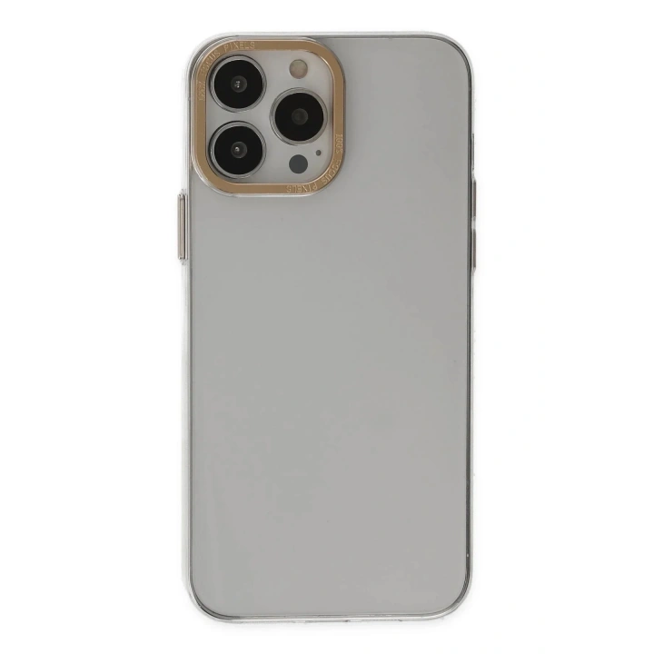Mey İthalat®  iPhone 13 Pro Kılıf Anka PC Sert Metal Kapak - Şeffaf