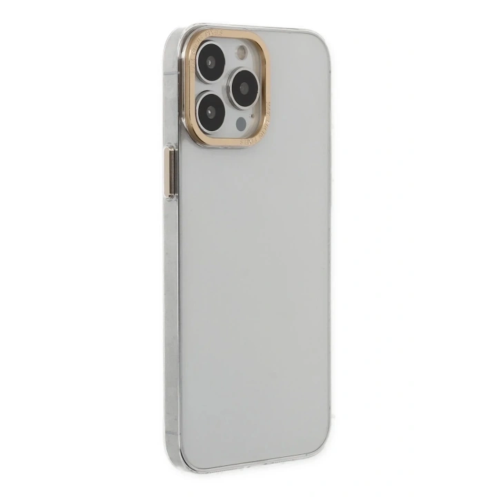 Mey İthalat®  iPhone 13 Pro Kılıf Anka PC Sert Metal Kapak - Şeffaf
