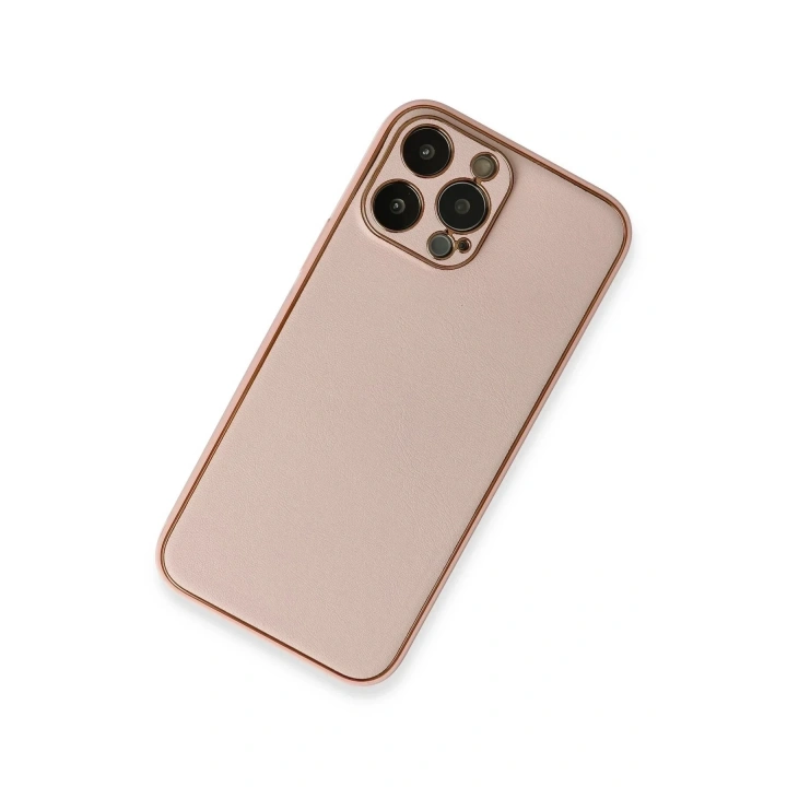 Mey İthalat®  iPhone 13 Pro Kılıf Coco Deri Silikon Kapak - Pembe
