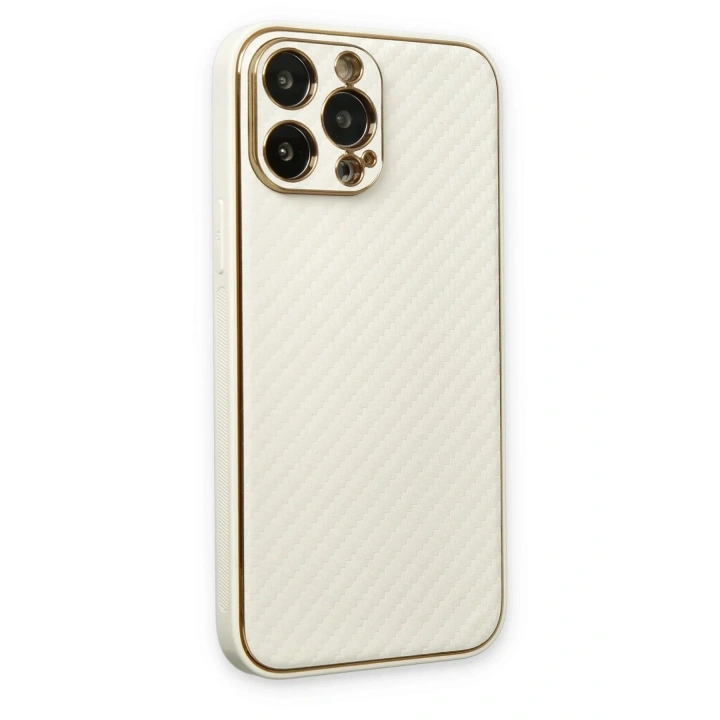 Mey İthalat®  iPhone 13 Pro Kılıf Coco Karbon Silikon - Beyaz