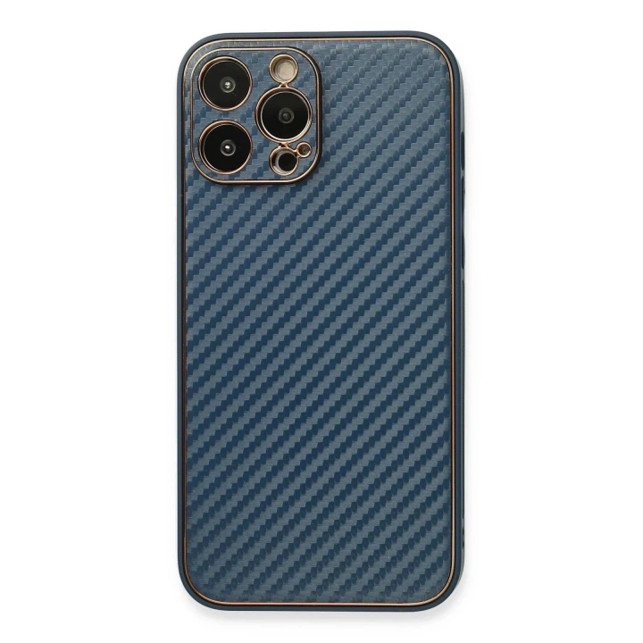 Mey İthalat®  iPhone 13 Pro Kılıf Coco Karbon Silikon - Mavi