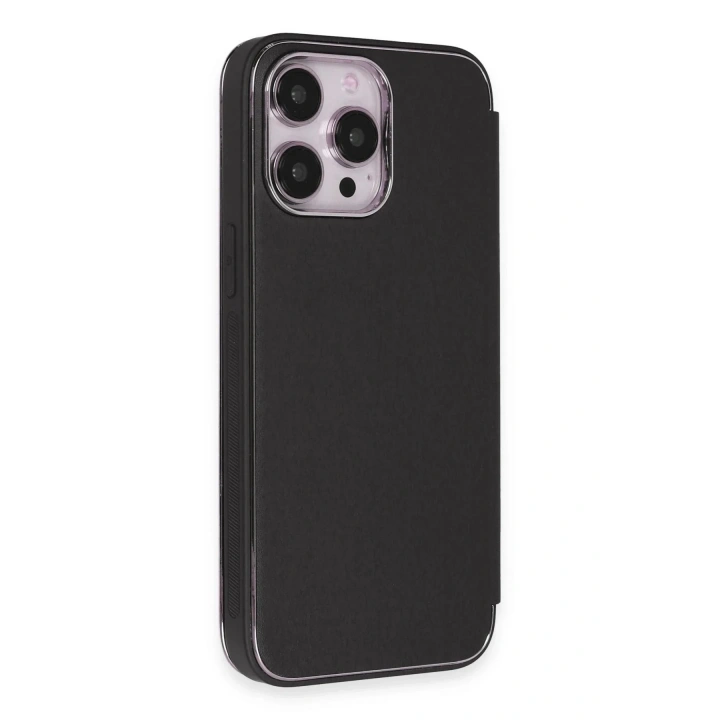 Mey İthalat®  iPhone 13 Pro Kılıf Dolpin Kapaklı - Siyah