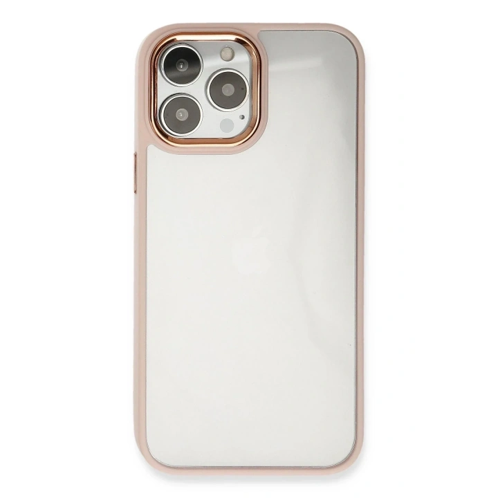 Mey İthalat®  iPhone 13 Pro Kılıf Dora Kapak - Pudra