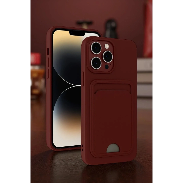 Mey İthalat®  iPhone 13 Pro Kılıf Kelvin Kartvizitli Silikon - Derin Mor