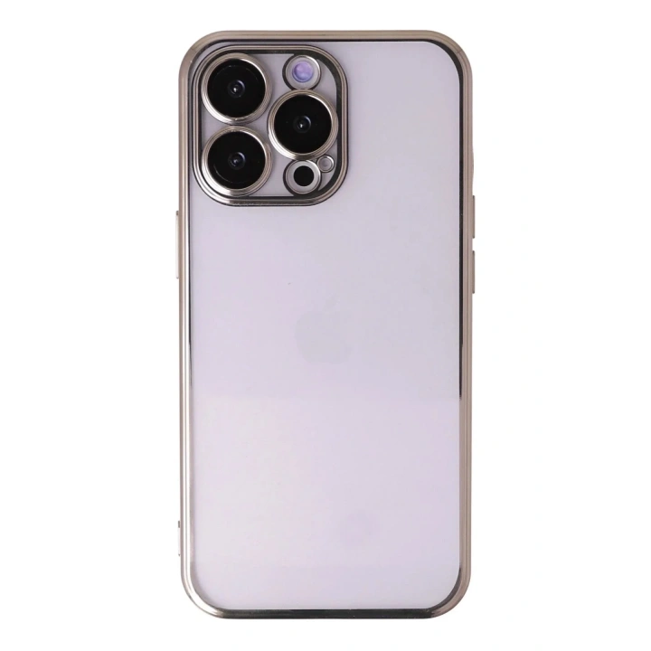 Mey İthalat®  iPhone 13 Pro Kılıf  Lensli Silikon - Gold