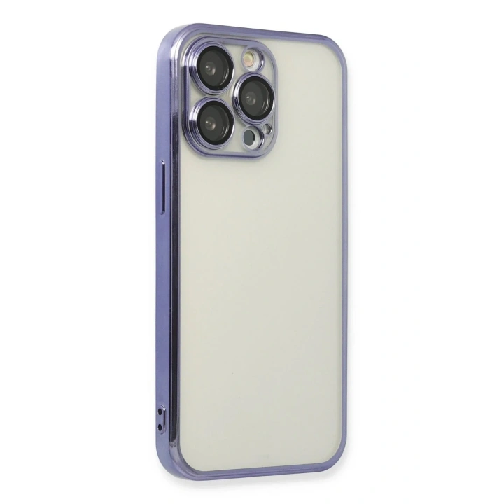 Mey İthalat®  iPhone 13 Pro Kılıf  Lensli Silikon - Mor