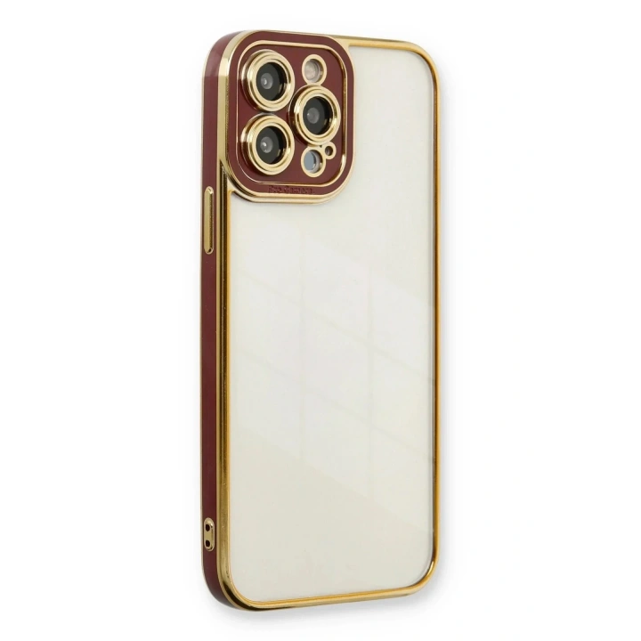 Mey İthalat®  iPhone 13 Pro Kılıf Liva Lens Silikon - Bordo