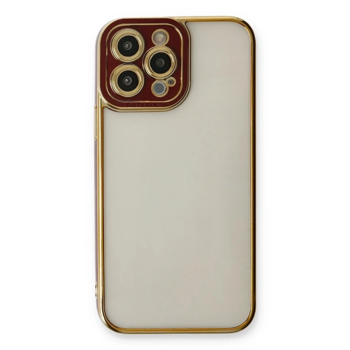 Mey İthalat®  iPhone 13 Pro Kılıf Liva Lens Silikon - Bordo