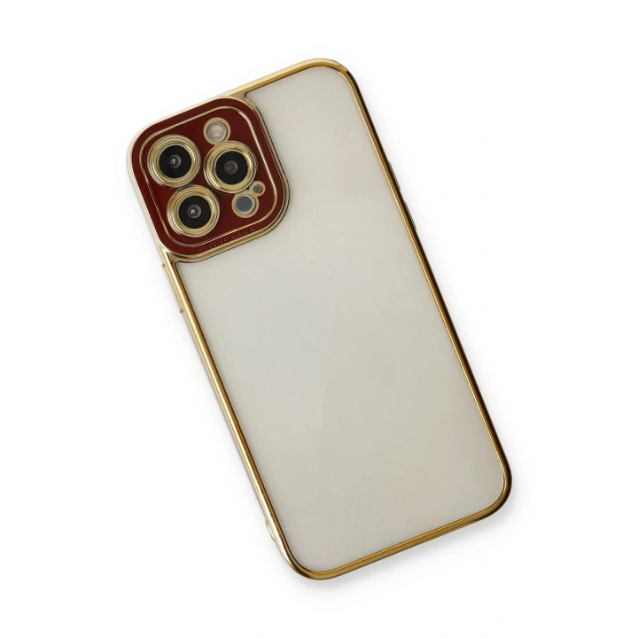 Mey İthalat®  iPhone 13 Pro Kılıf Liva Lens Silikon - Bordo