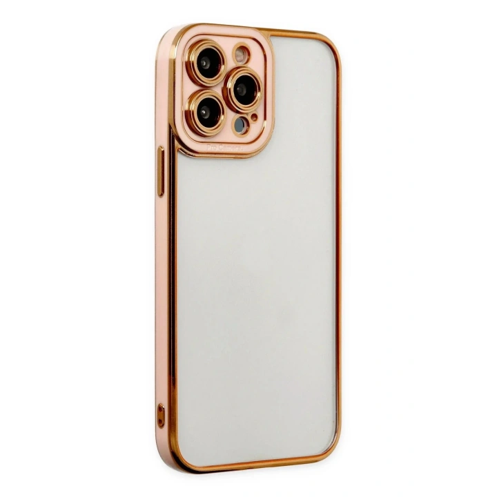 Mey İthalat®  iPhone 13 Pro Kılıf Liva Lens Silikon - Rose