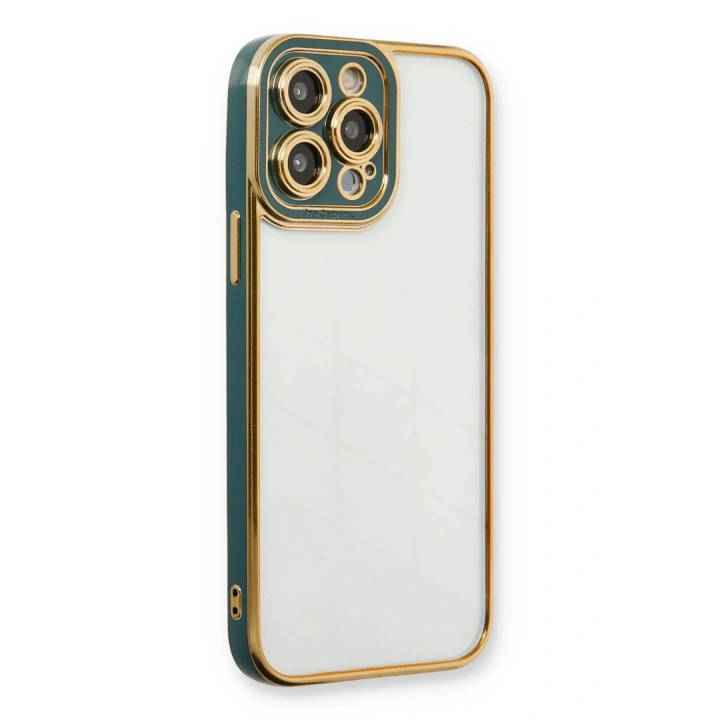Mey İthalat®  iPhone 13 Pro Kılıf Liva Lens Silikon - Yeşil