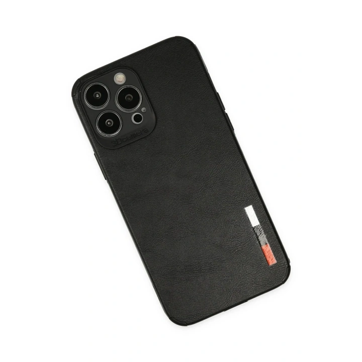Mey İthalat®  iPhone 13 Pro Kılıf Loop Deri Silikon - Siyah