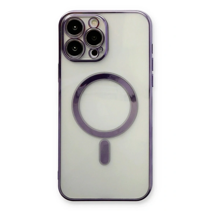 Mey İthalat®  iPhone 13 Pro Kılıf Magneticsafe Lazer Silikon - Mor