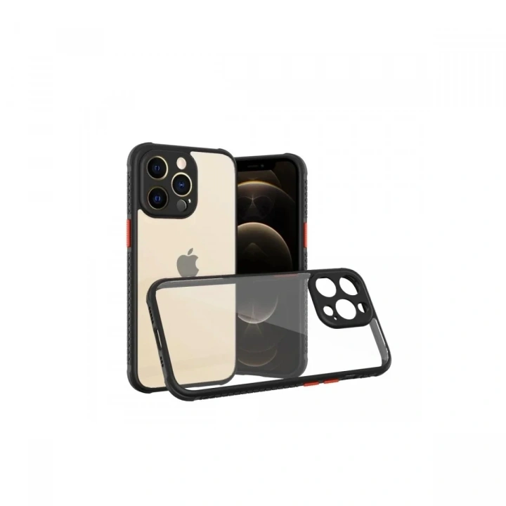 Mey İthalat®  iPhone 13 Pro Kılıf Miami Şeffaf Silikon - Siyah