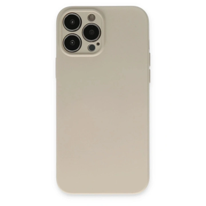 Mey İthalat®  iPhone 13 Pro Kılıf Nano içi Kadife Silikon - Bej