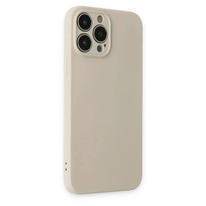 Mey İthalat®  iPhone 13 Pro Kılıf Nano içi Kadife Silikon - Bej
