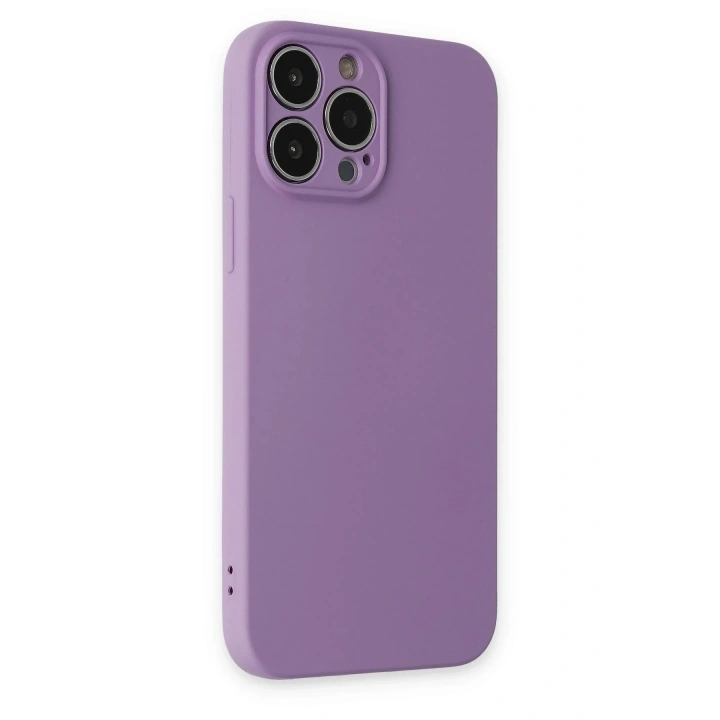 Mey İthalat®  iPhone 13 Pro Kılıf Nano içi Kadife Silikon - Koyu Lila