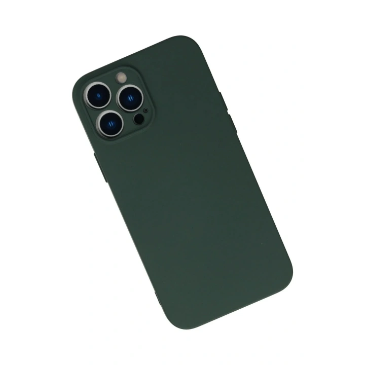 Mey İthalat®  iPhone 13 Pro Kılıf Nano içi Kadife Silikon - Koyu Yeşil