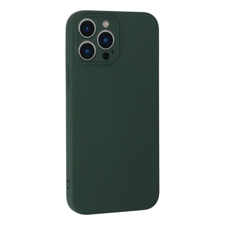 Mey İthalat®  iPhone 13 Pro Kılıf Nano içi Kadife Silikon - Koyu Yeşil