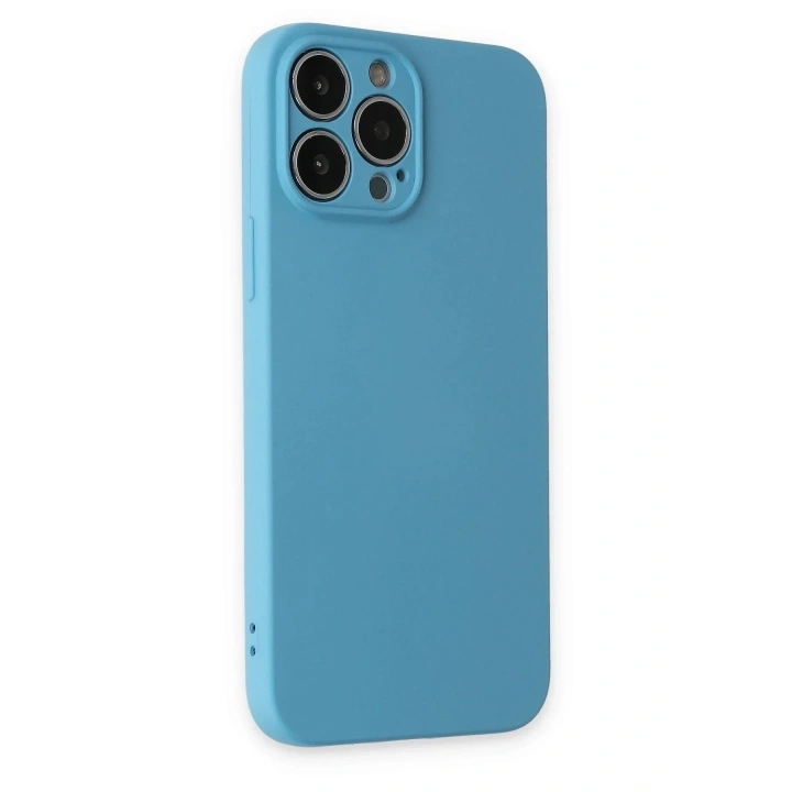 Mey İthalat®  iPhone 13 Pro Kılıf Nano içi Kadife Silikon - Mavi
