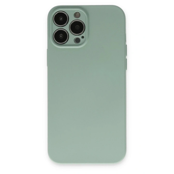 Mey İthalat®  iPhone 13 Pro Kılıf Nano içi Kadife Silikon - Su Yeşili