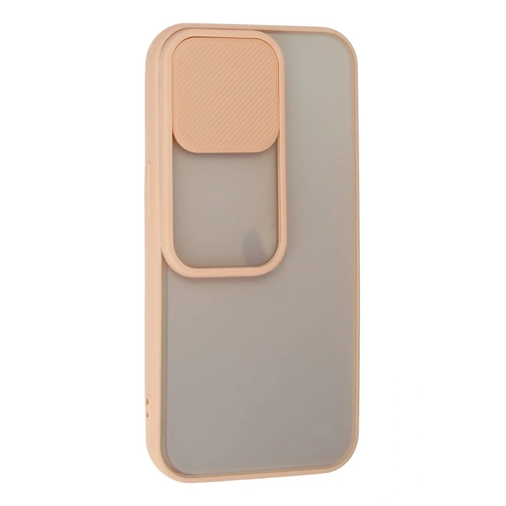 Mey İthalat®  iPhone 13 Pro Kılıf Palm Buzlu Kamera Sürgülü Silikon - Pembe