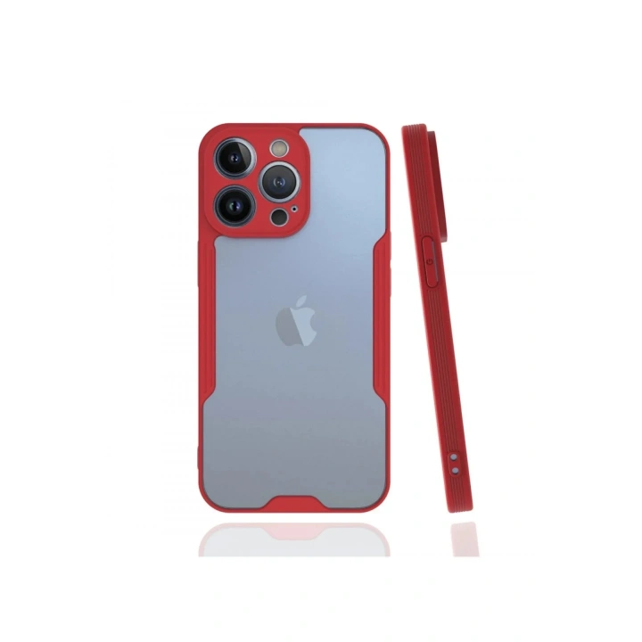 Mey İthalat®  iPhone 13 Pro Kılıf Platin Silikon - Kırmızı