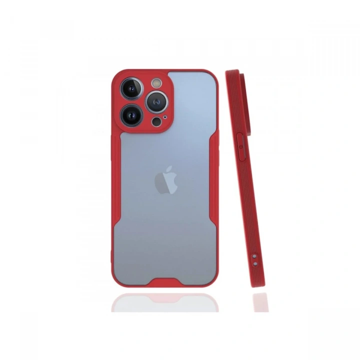 Mey İthalat®  iPhone 13 Pro Kılıf Platin Silikon - Kırmızı