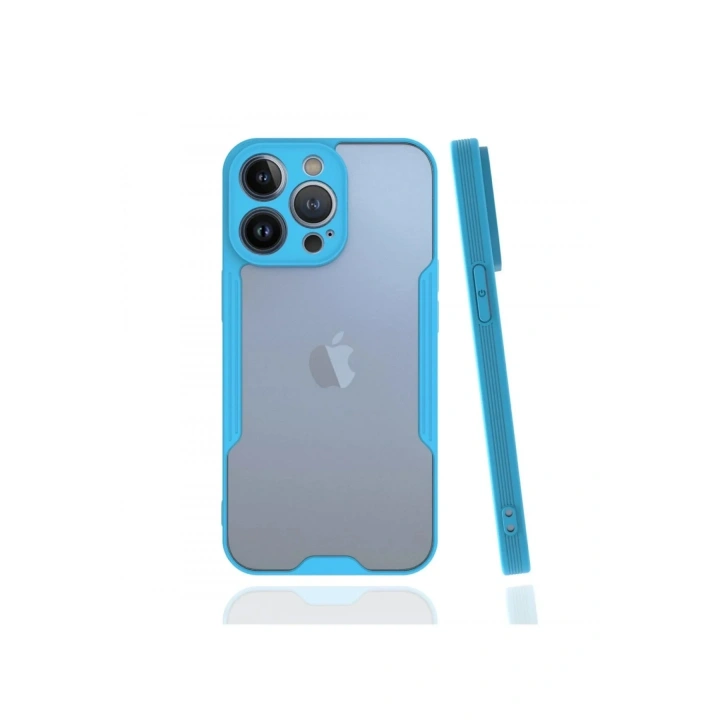 Mey İthalat®  iPhone 13 Pro Kılıf Platin Silikon - Mavi