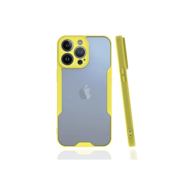 Mey İthalat®  iPhone 13 Pro Kılıf Platin Silikon - Sarı