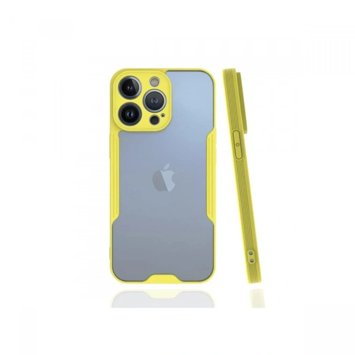 Mey İthalat®  iPhone 13 Pro Kılıf Platin Silikon - Sarı