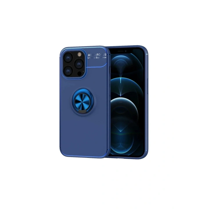 Mey İthalat®  iPhone 13 Pro Kılıf Range Yüzüklü Silikon - Mavi