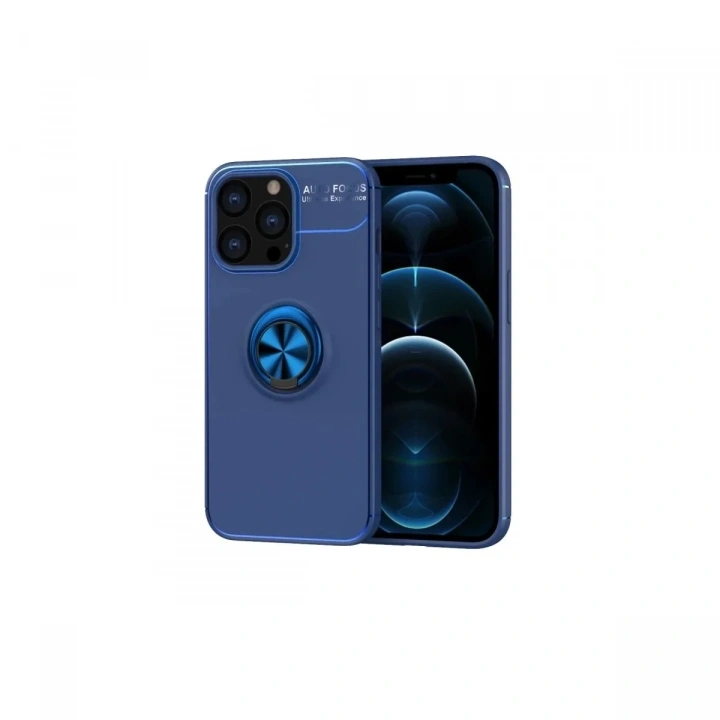 Mey İthalat®  iPhone 13 Pro Kılıf Range Yüzüklü Silikon - Mavi