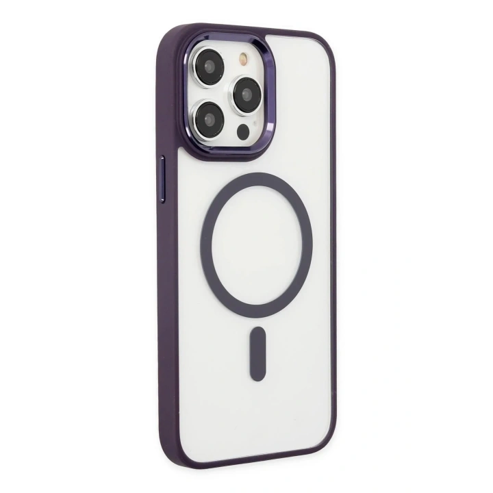 Mey İthalat®  iPhone 13 Pro Kılıf Room Magneticsafe Silikon - Derin Mor