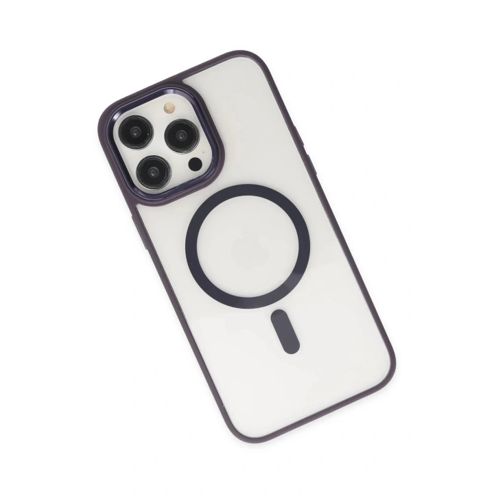 Mey İthalat®  iPhone 13 Pro Kılıf Room Magneticsafe Silikon - Derin Mor